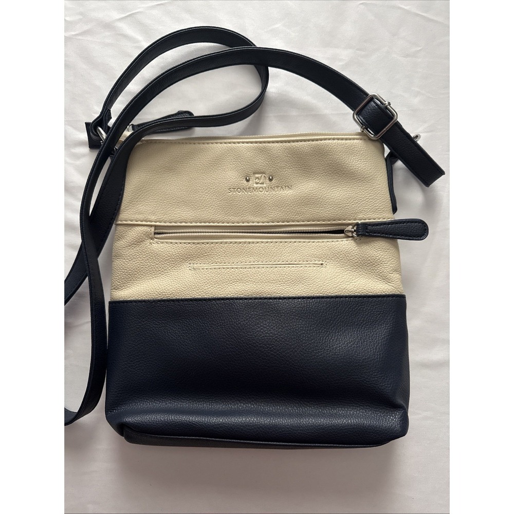 This Is A Crossbody‎ Handbag In Navy Blue And White Used But In Excellent Cond.